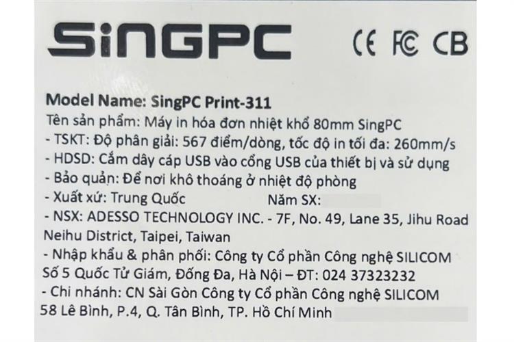 Máy in nhiệt SingPC Print-311 Màu Đen