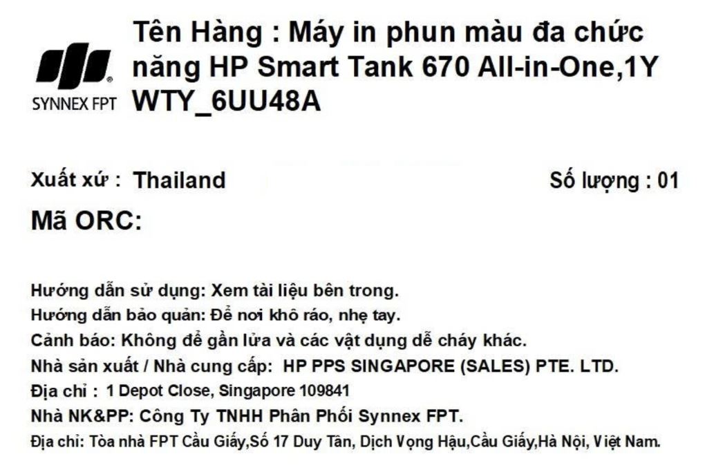 Máy in phun màu đa năng HP Smart Tank 670 Wifi (6UU48A) Màu Trắng