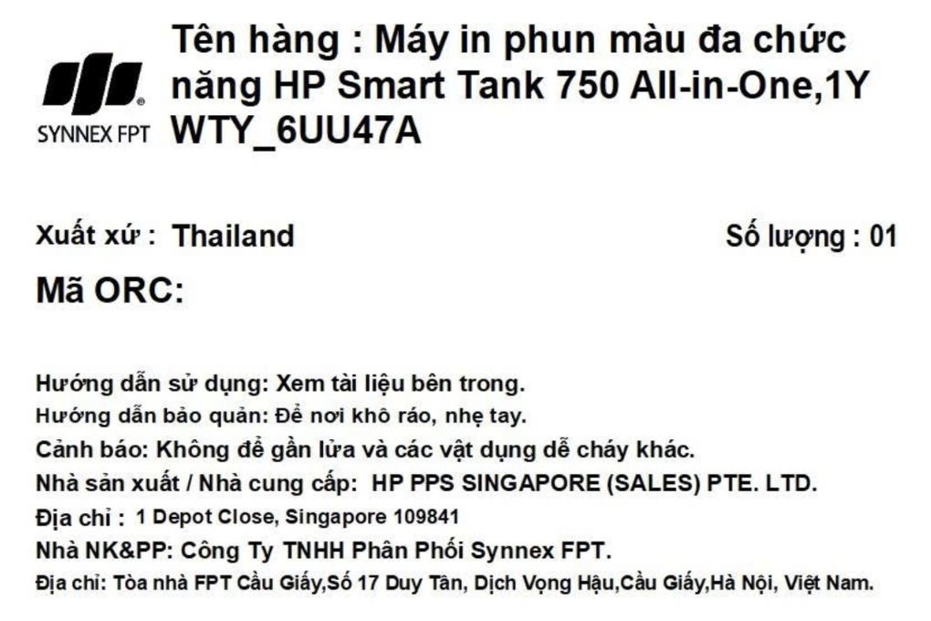 Máy in phun màu đa năng HP Smart Tank 750 Wifi (6UU47A) Màu Trắng