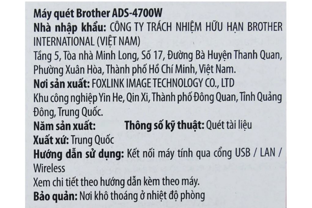 Máy Scan Brother ADS-4700W Màu Trắng