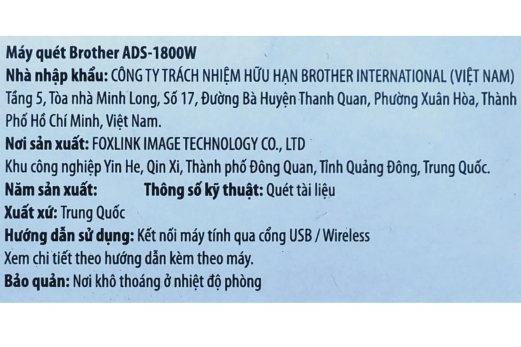 Máy Scan Brother ADS-1800W Màu Trắng