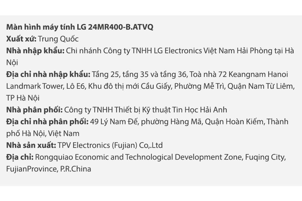 Màn hình LG 24MR400-B.ATVQ 23.8 inch FHD/IPS/100Hz/5ms Màu Đen