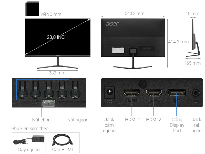 Màn hình Gaming Acer Nitro KG240Y X1 23.8 inch FHD/IPS/200Hz/4ms