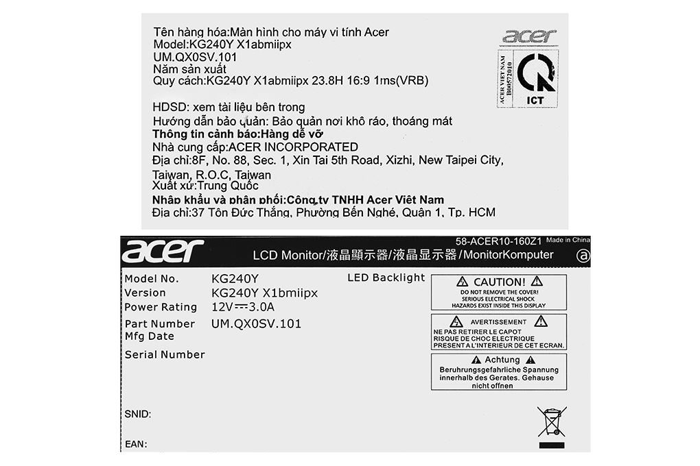 Màn hình Gaming Acer Nitro KG240Y X1 23.8 inch FHD/IPS/200Hz/4ms - 9