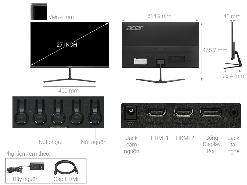 Màn hình Gaming Acer Nitro KG270 X1 27 inch FHD/IPS/200Hz/4ms