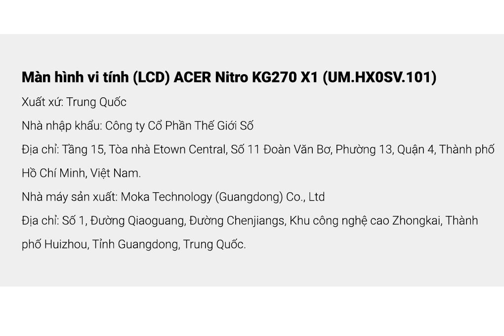 Màn hình Gaming Acer Nitro KG270 X1 27 inch FHD/IPS/200Hz/4ms - 9