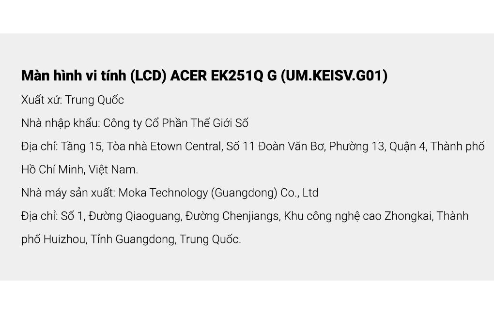 Màn hình Acer EK251Q G 24.5 inch FHD/IPS/120Hz/4ms