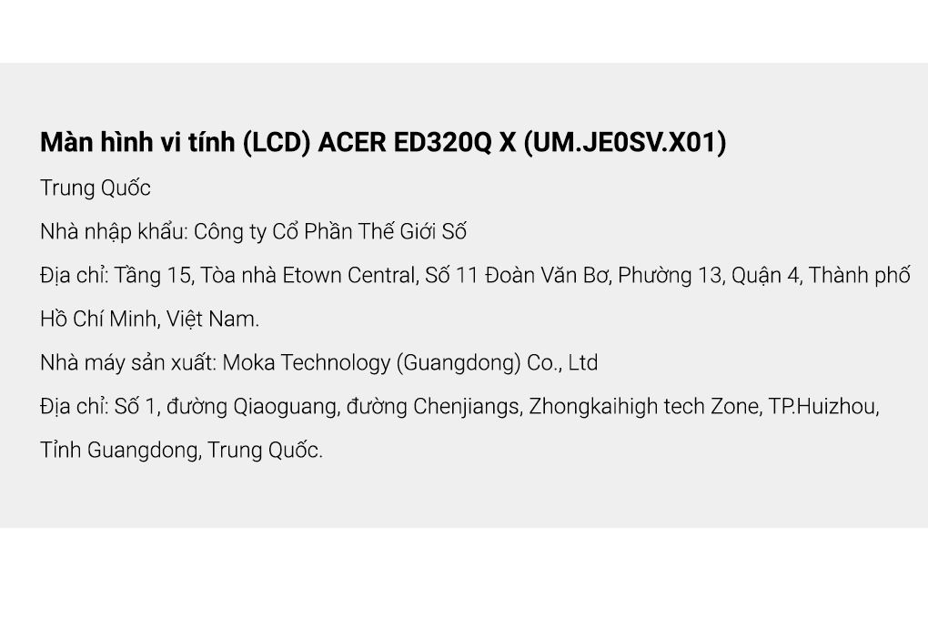 Màn hình Gaming Acer ED320Q X 31.5 inch FHD/VA/240Hz/5ms Màu Đen