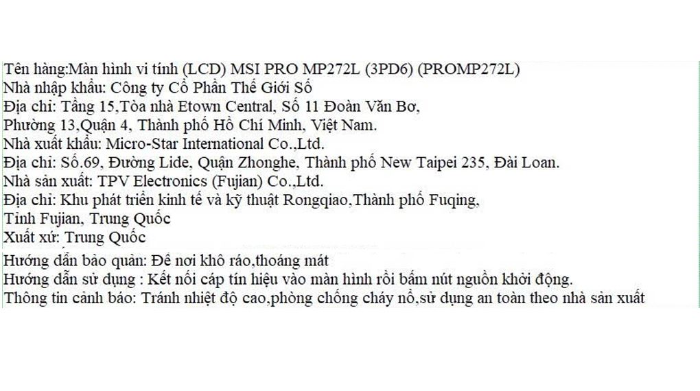 Màn hình MSI PRO MP272L 27 inch FHD/IPS/100Hz/1ms - 5