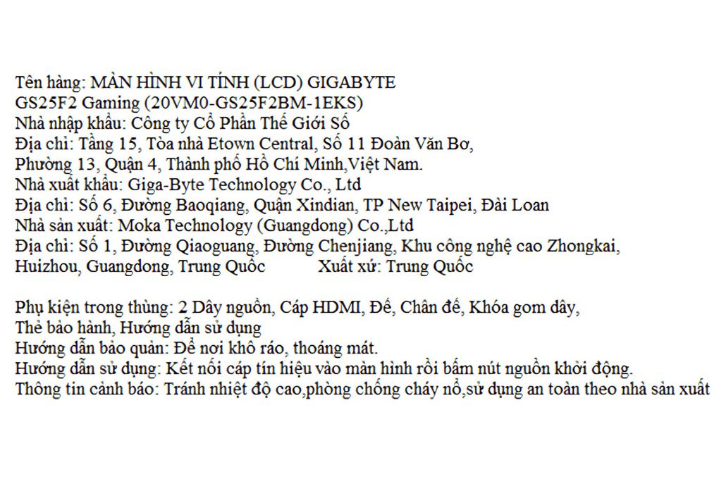Màn hình Gaming GIGABYTE GS25F2 24.5 inch FHD/IPS/200Hz/1ms - 6