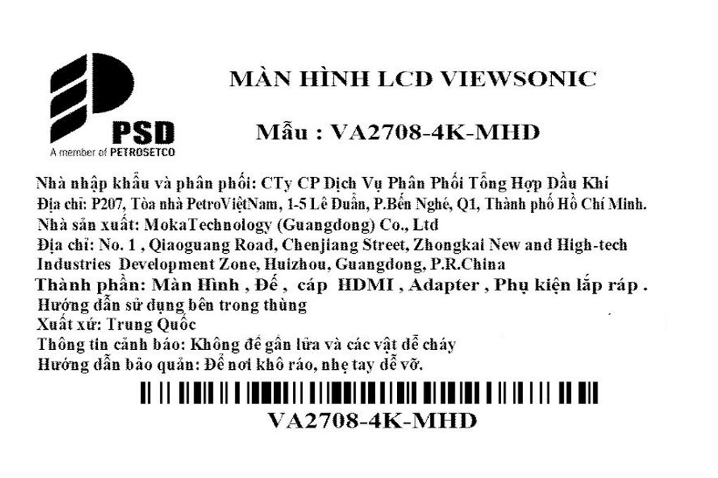 Màn hình Viewsonic VA2708-4K-MHD 27 inch 4K/IPS/60Hz/4ms Màu Đen