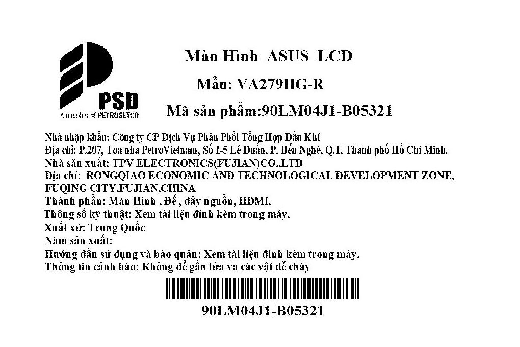 Màn hình Asus VA279HG-R 27 inch FHD/IPS/120Hz/1ms Màu Đen