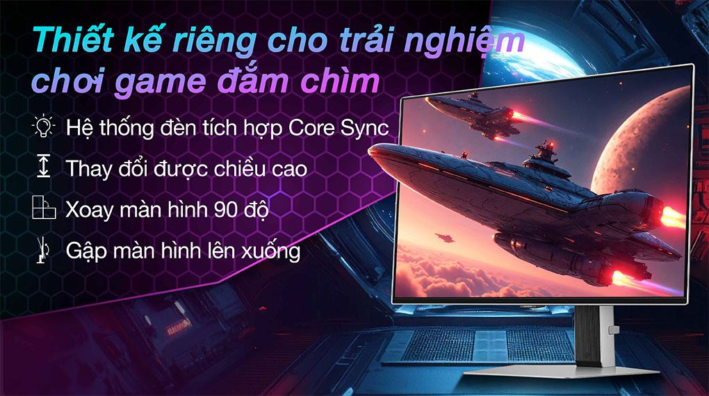 Màn hình Gaming Samsung Odyssey OLED G6 G60SF LS27FG602SEXXV 27 inch 2K - Kiểu dáng mạnh mẽ