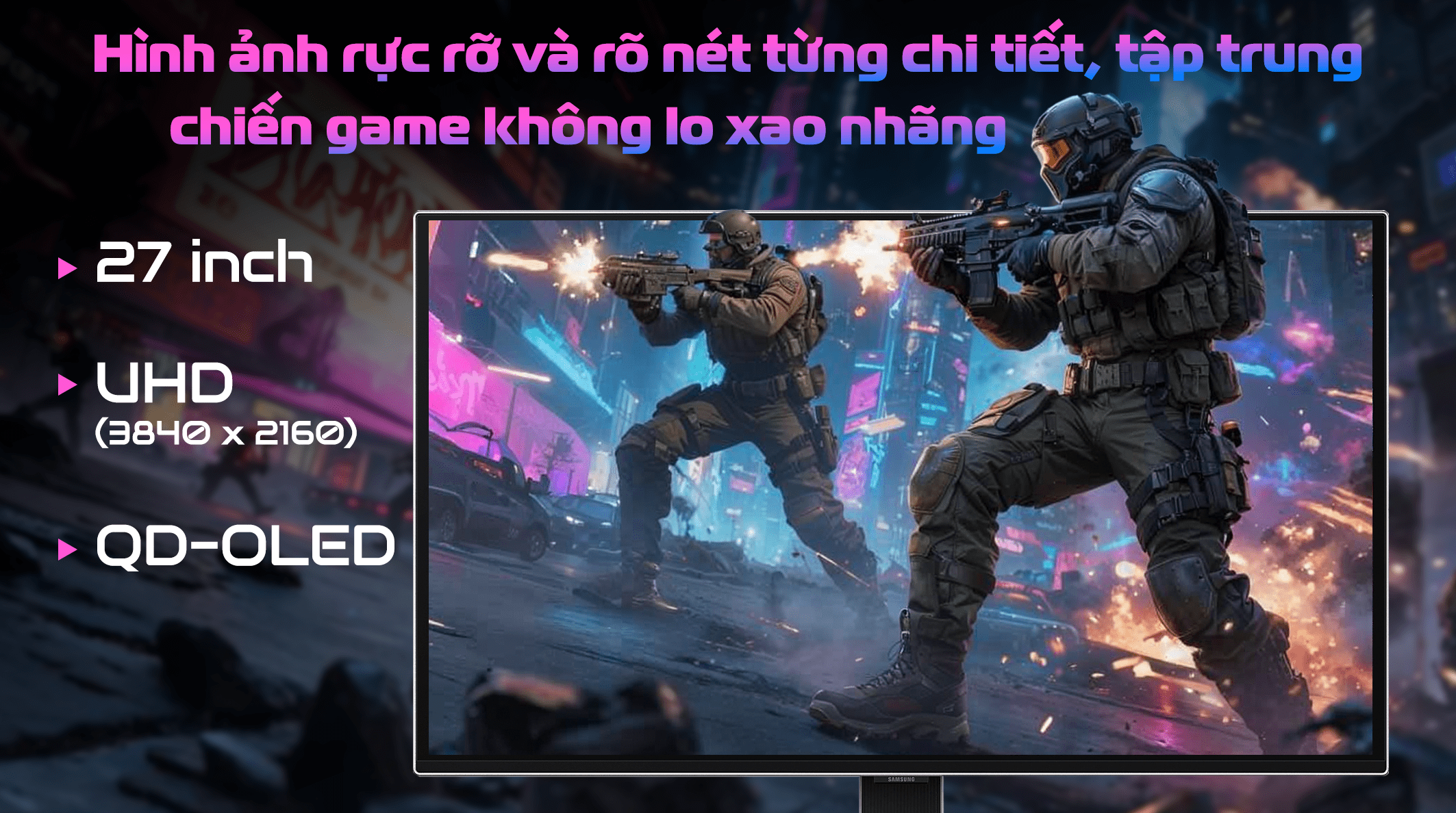 Màn hình Gaming Samsung Odyssey OLED G8 G81SF LS27FG812SEXXV 27 inch 4K - Màn hình UHD sắc nét