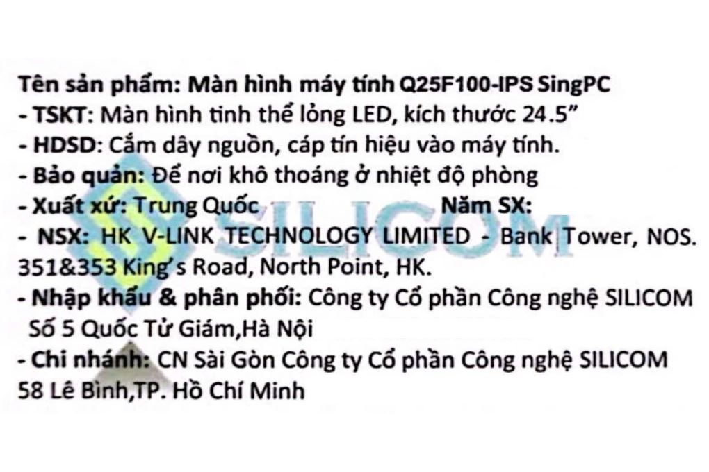 Màn hình SingPC Q25F100-IPS (24.5 inch Full HD, IPS, 100Hz, 1ms) Màu Đen