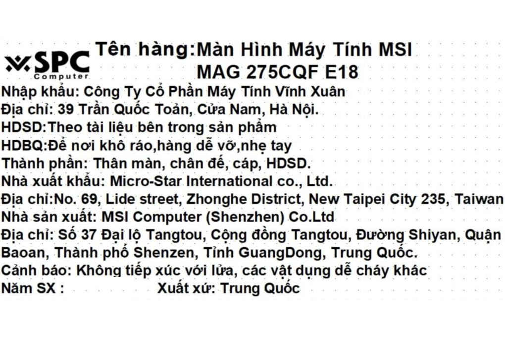 Màn hình Gaming MSI MAG 275CQF E18 (27 inch, 2K, VA, 180Hz, 0.5ms) - 6