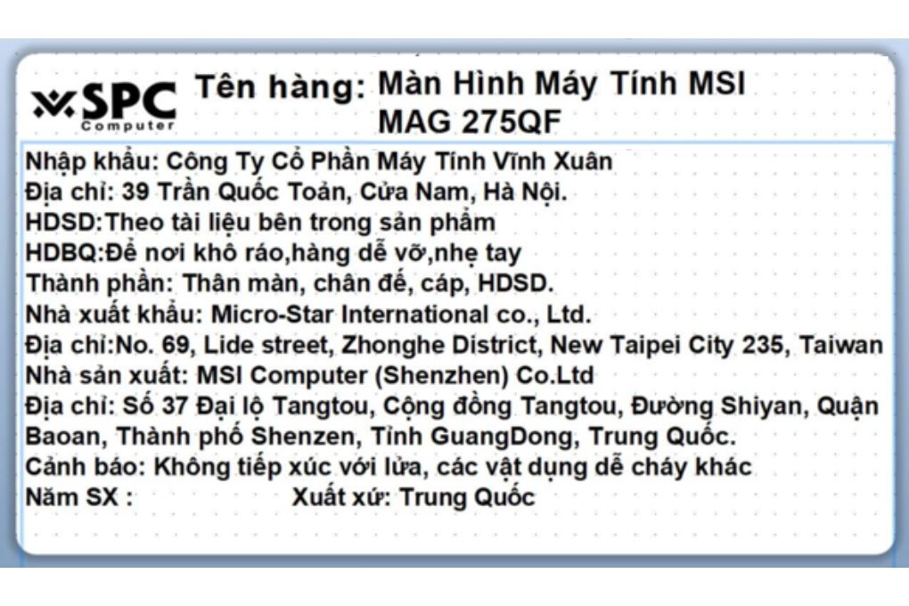 Màn hình Gaming MSI MAG 275QF (27 inch, 2K, IPS, 180Hz, 0.5ms) - 6