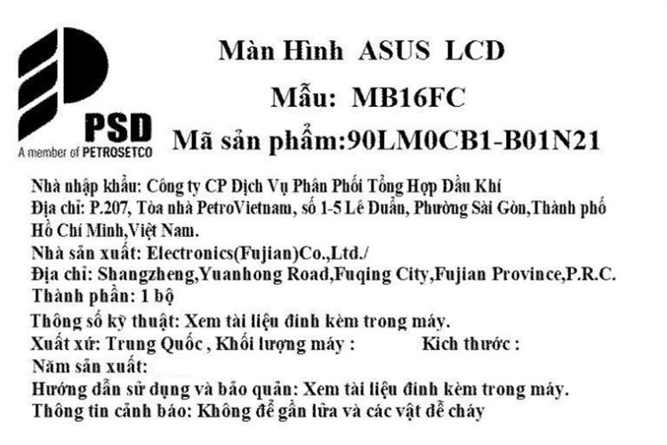 Màn hình di động Asus ZenScreen MB16FC (16 inch, WUXGA, IPS, 75Hz, 5ms) Màu Đen