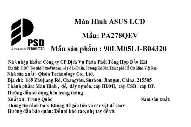 Màn hình Asus ProArt PA278QEV (27 inch, 2K, IPS, 75Hz, 5ms) Màu Đen