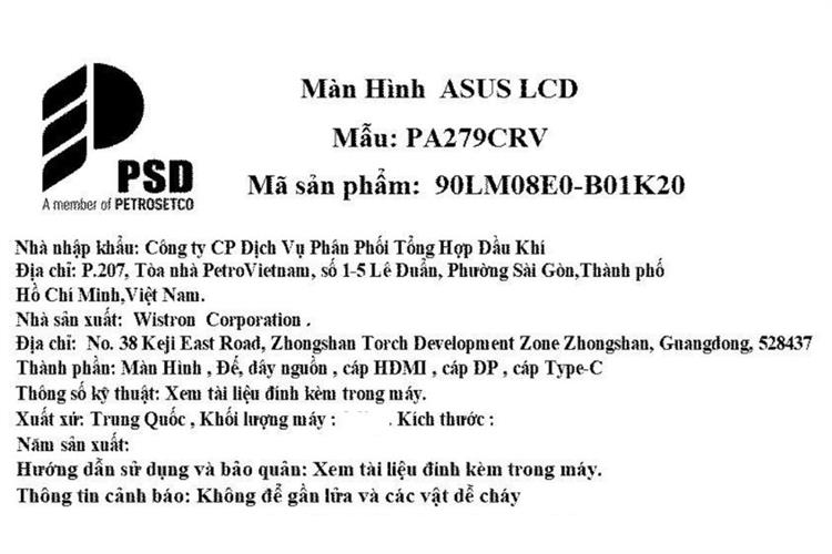 Màn hình Asus ProArt PA279CRV (27 inch, 4K, IPS, 60Hz, 5ms) Màu Đen