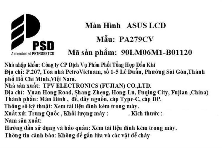 Màn hình Asus ProArt PA279CV (27 inch, 4K, IPS, 60Hz, 5ms) Màu Đen