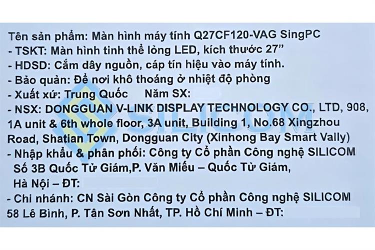 Màn hình Gaming SingPC Q27CF120-VAG (27 inch, Full HD, VA, 120Hz, 2ms) Màu Đen