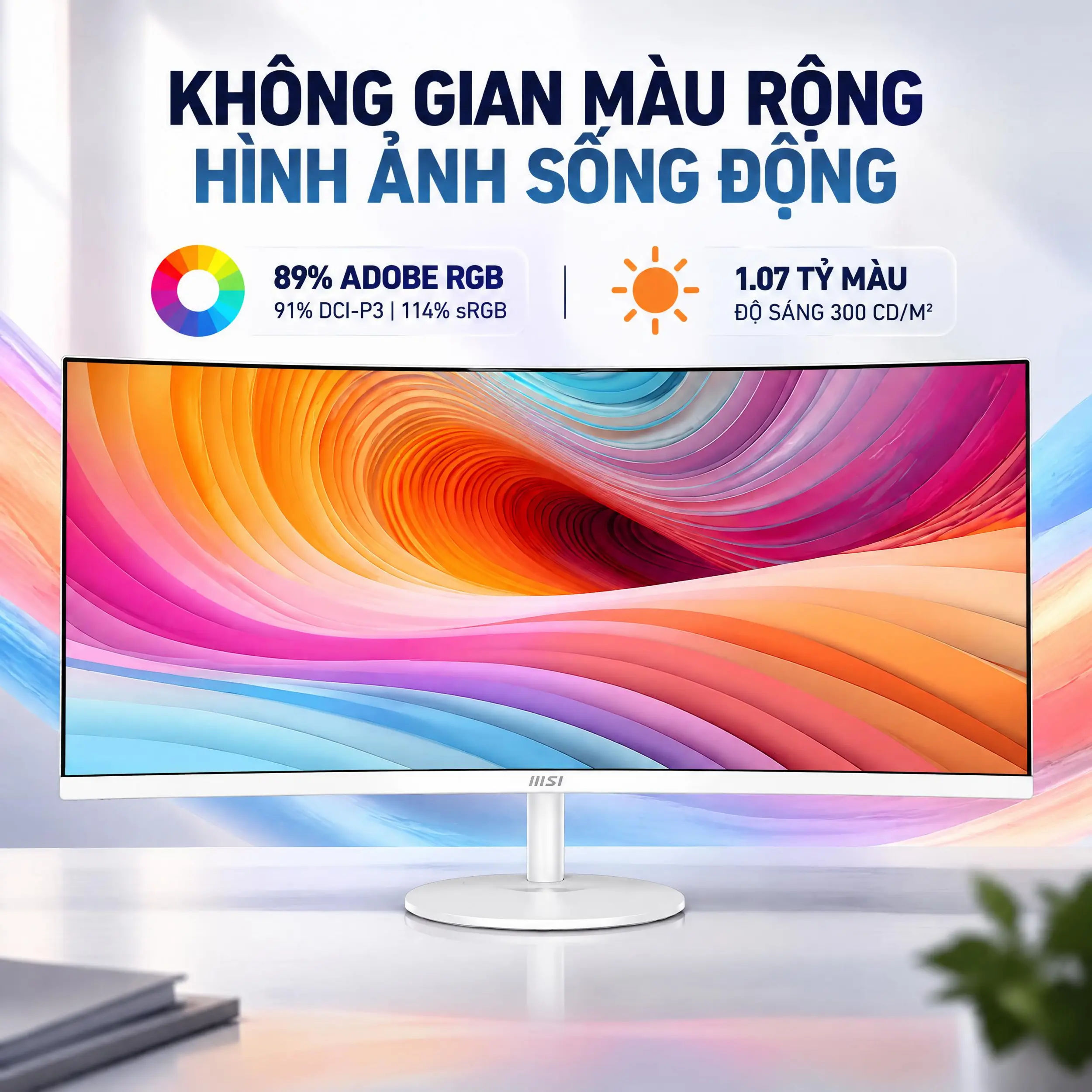 Màn hình MSI PRO MP341CQW-E12 (34 inch, UWQHD, VA, 120Hz, 1ms) - Sống động Màn hình MSI PRO MP341CQW-E12 (34 inch, UWQHD, VA, 120Hz, 1ms) - Sống động