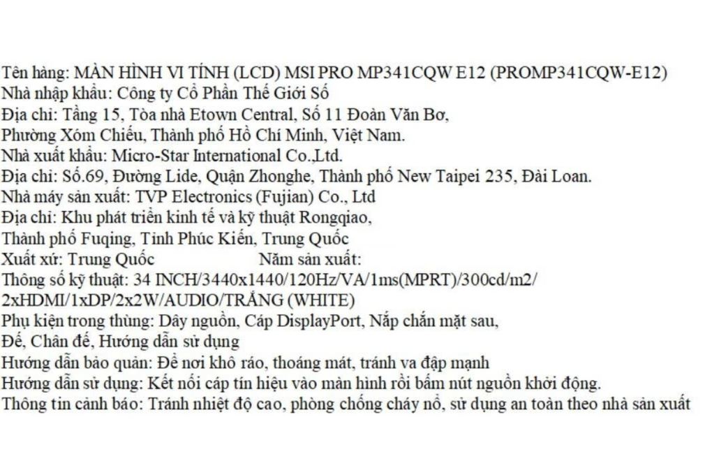 Màn hình MSI PRO MP341CQW-E12 (34 inch, UWQHD, VA, 120Hz, 1ms) - 6