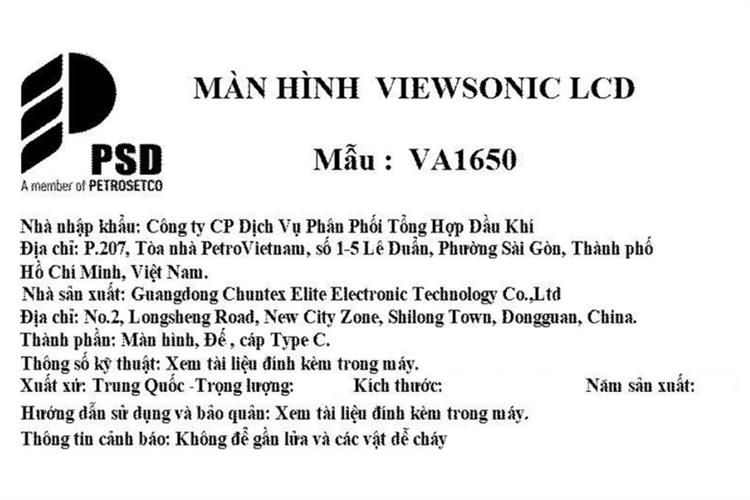 Màn hình di động Viewsonic VA1650 (16 inch Full HD, IPS, 60Hz, 7ms) Màu Đen
