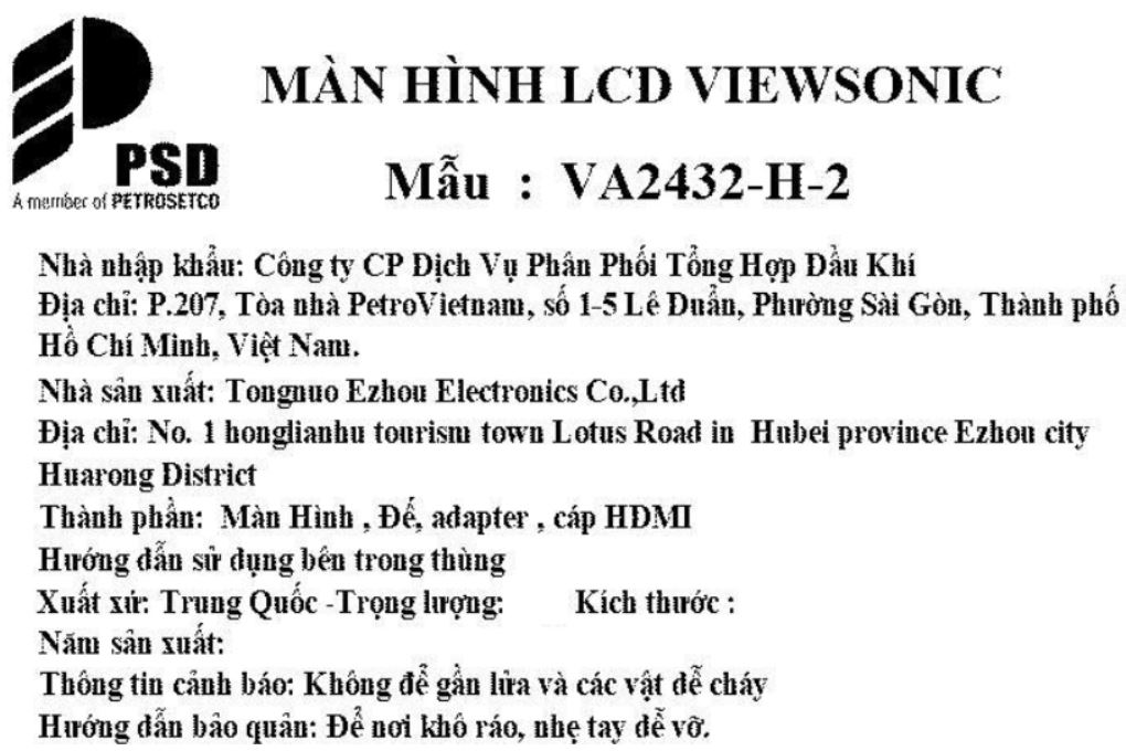 Màn hình Viewsonic VA2432-H-2 (24 inch Full HD, IPS, 100Hz, 1ms) Màu Đen