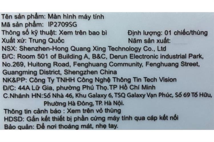 Màn hình Gaming VSP IP2709SG (27 inch Full HD, IPS, 144Hz, 1ms) Màu Đen