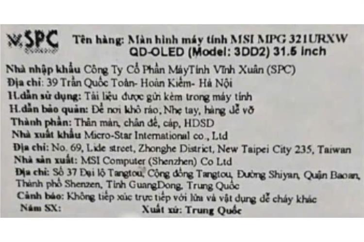 Màn hình Gaming MSI MPG 321URXW QD-OLED (31.5 inch UHD, QD-OLED, 240Hz, 0.03ms) Màu Trắng