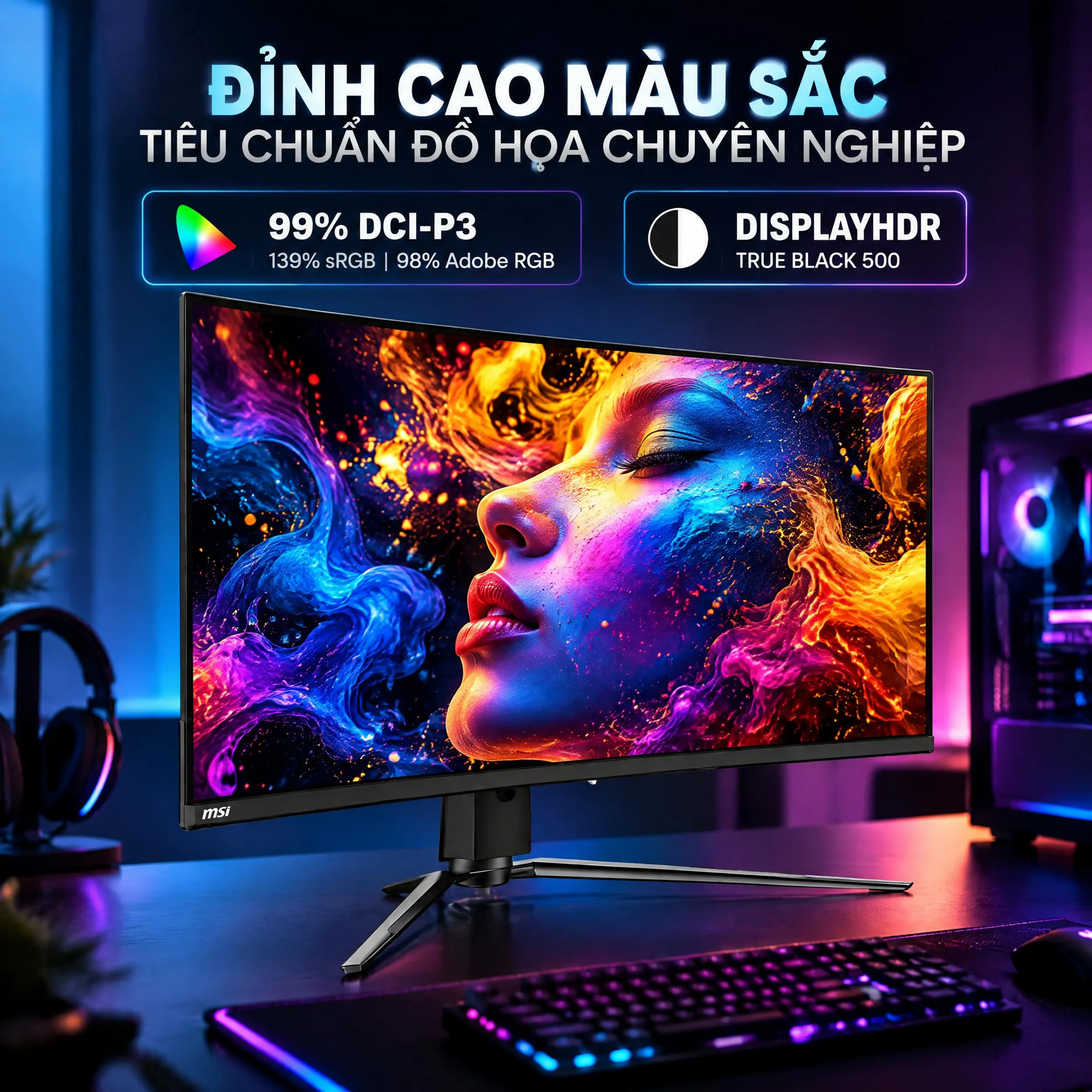MSI Gaming MPG 34 inch UWQHD 341CQR QD-OLED - Màu sắc MSI Gaming MPG 34 inch UWQHD 341CQR QD-OLED - Màu sắc