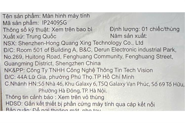 Màn hình Gaming VSP IP2409SG (23.8 inch Full HD, IPS, 144Hz, 1ms) Màu Đen