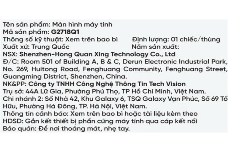 Màn hình Gaming VSP G2718Q1 (27 inch 2K, IPS, 210Hz, 0.3ms) Màu Đen