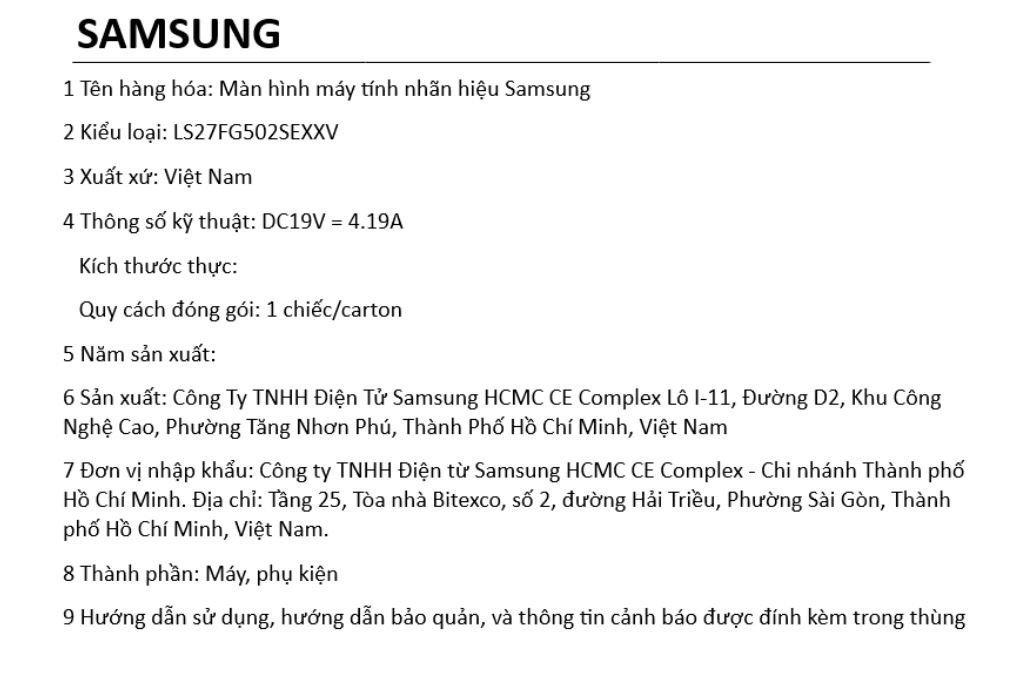 Màn hình Gaming Samsung LS27FG502SEXXV (27 inch QHD, OLED, 180Hz, 0.03ms) Màu Đen