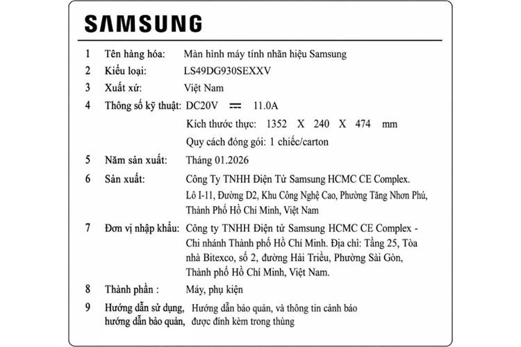 Màn hình Gaming Samsung Odyssey OLED G9 G93SD LS49DG930SEXXV (49 inch DQHD, OLED, 240Hz, 0.03ms) Màu Bạc