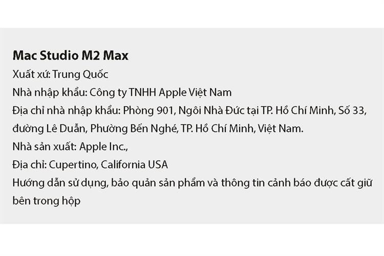 Mac Studio M2 Max 64/1TB Màu Bạc