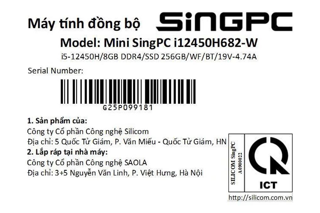 MiniPC SingPC i12450H682-W i5 12450H/8GB/256GB/Win11Pro Màu Đen