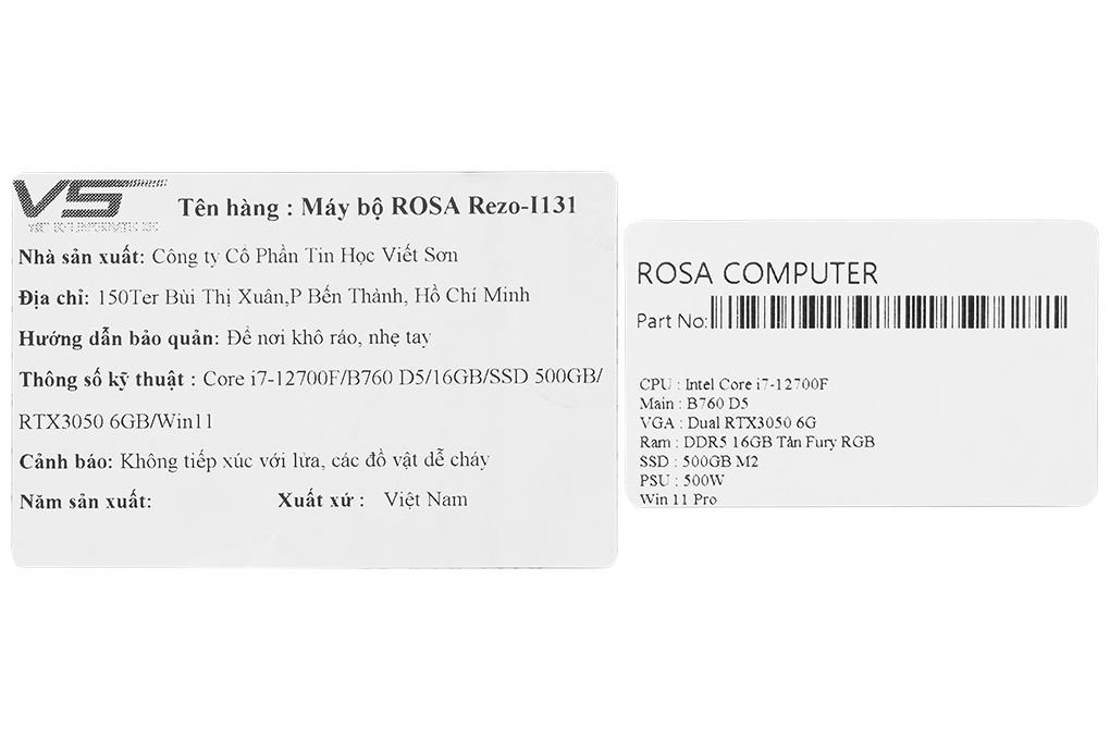 ROSA Rezo I131 Core i7 12700F/16GB/500GB/RTX 3050 6GB/Win11Pro Màu Đen