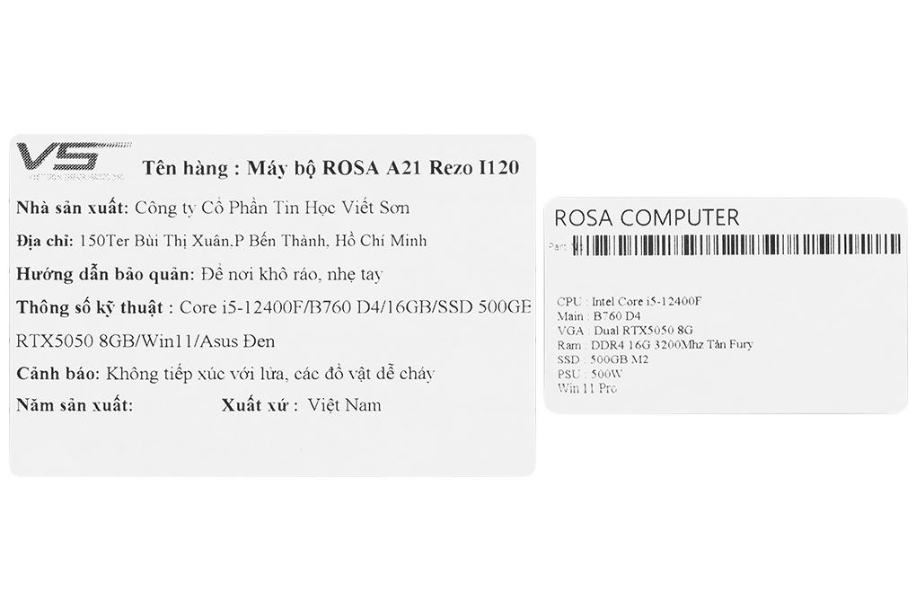 ROSA x ASUS Rezo I120 Core i5 12400F/16GB/500GB/RTX 5050 8GB/Win11Pro Màu Đen