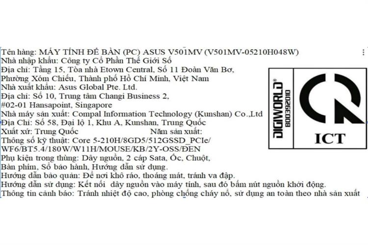 ASUS V501MV Core 5 210H/8GB/512GB/Bàn Phím/Chuột/Win11 (V501MV-05210H048W) Màu Đen
