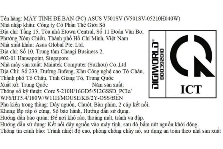 ASUS V501SV Core 5 210H/16GB/512GB/Bàn Phím/Chuột/Win11 (V501SV-05210H040W) Màu Đen