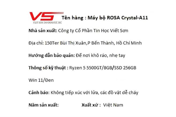 ROSA Crystal A11 R5 5500GT/8GB/256GB/Win11 Màu Đen