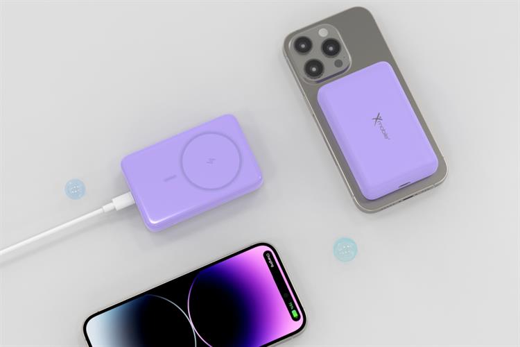 Pin sạc dự phòng Polymer 10000mAh Không dây Magnetic Type C PD 20W Xmobile JP331 Màu Tím