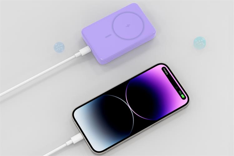 Pin sạc dự phòng Polymer 10000mAh Không dây Magnetic Type C PD 20W Xmobile JP331 Màu Tím