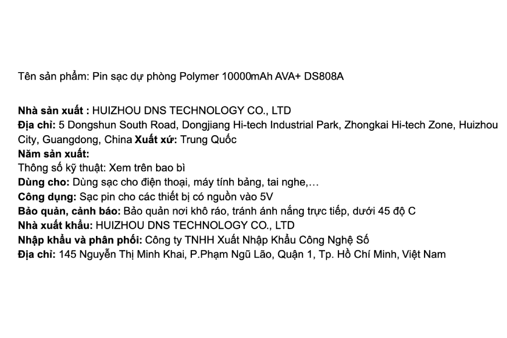Pin sạc dự phòng Polymer 10000mAh 12W AVA+ DS808A - 7
