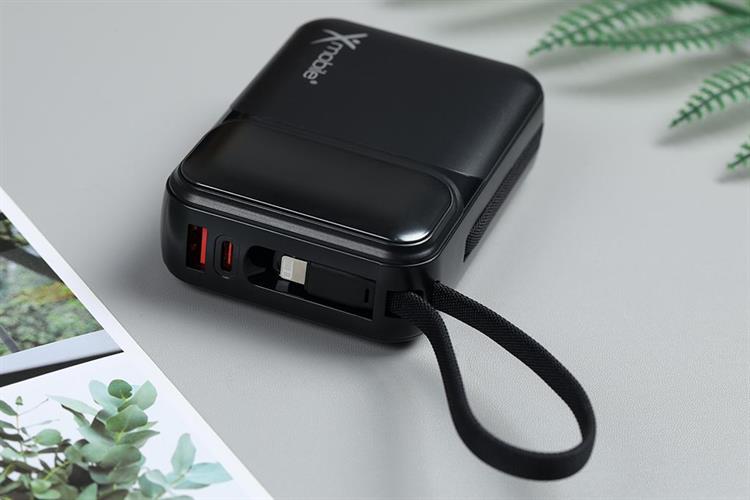 Pin sạc dự phòng Polymer 20000mAh Type C PD QC 3.0 22.5W Xmobile MH811 kèm Cáp Lightning và Type C Màu Đen