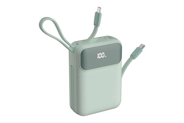 Pin sạc dự phòng Polymer 20000mAh Type C PD QC 3.0 22.5W Xmobile MH811 kèm Cáp Lightning và Type C Màu Xanh mint