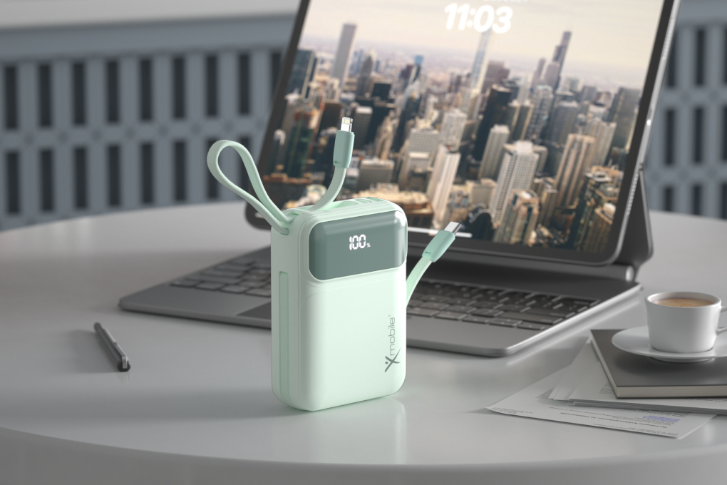 Pin sạc dự phòng Polymer 20000mAh Type C PD QC 3.0 22.5W Xmobile MH811 kèm Cáp Lightning và Type C Màu Xanh mint